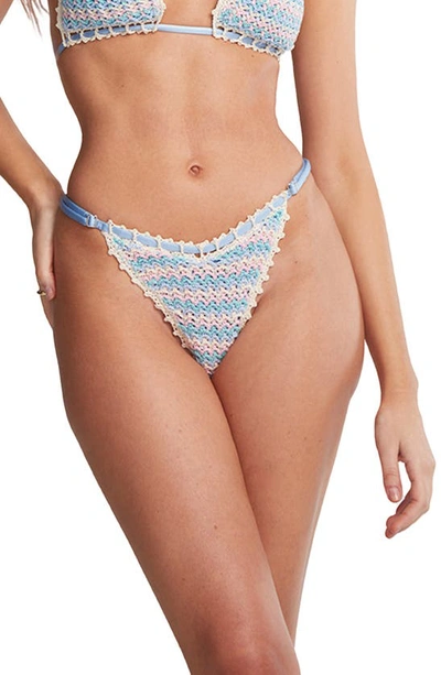 Capittana Isabella Multicolor Crochet Bikini Bottoms In Light Blue