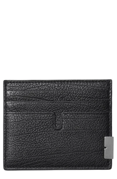 Burberry Sandon Tall Leather Card Case In Black