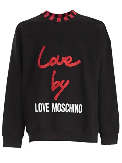 Love Moschino Boxy Fit Branded Sweatshirt In Cblack