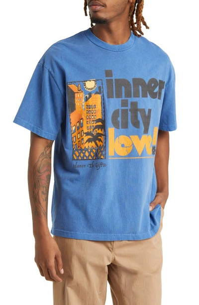 Honor The Gift Inner City Love 2.0 Cotton Graphic T-shirt In Blue