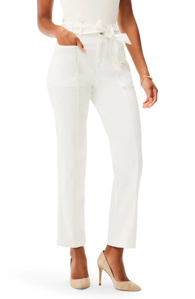 Nic + Zoe Tie Waist Straight Leg Ankle Jeans In Paper White