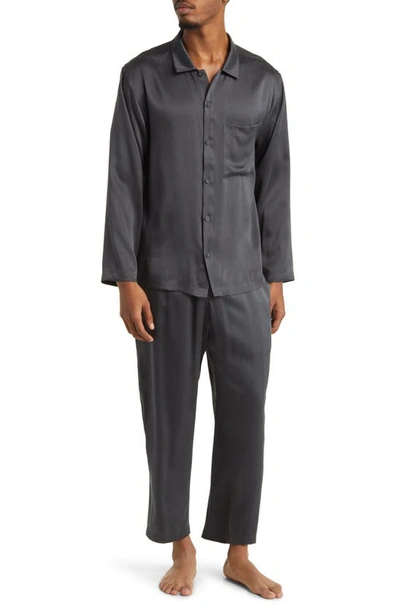 Lunya Long Sleeve Washable Silk Pajamas In Meditative Grey