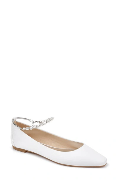 Badgley Mischka London Ankle Strap Flat In White