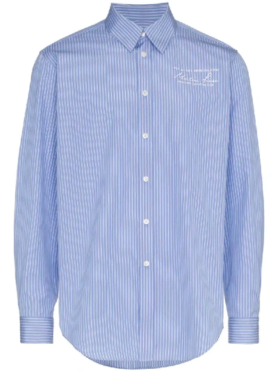 Martine Rose Striped Long Sleeve Shirt In Blue