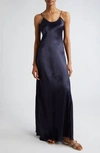 Eleventy Silk Charmeuse Slip Dress In Blue