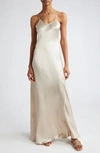 Eleventy Silk Charmeuse Slip Dress In Sand