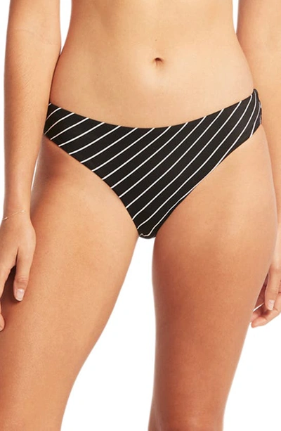 Sea Level Stripe Bikini Bottoms In Black