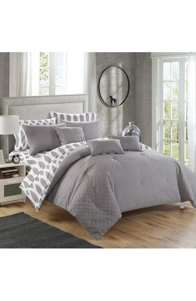 Chic Dieren 8-piece Reversible Bedding Set In Gray