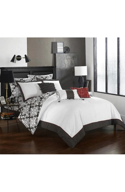 Chic Naira 10-piece Reversible Bedding Set In White