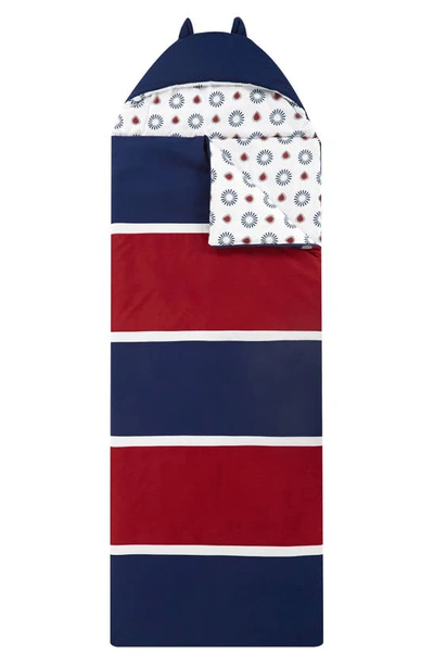Chic Clint Sleeping Bag & Blanket In Navy/red/white