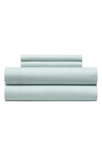 Chic Waffle Grid Print 4-piece Sheet Set In Blue