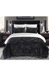 Chic Adele 7-piece Down Alternative Bedding Set With Fleece Lining In Black