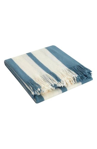Chic Sylvie Stripe Fringe Throw Blanket In Blue