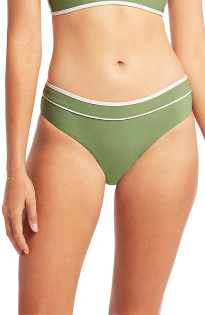 Sea Level Elite Mid Waist Bikini Bottoms In Olive