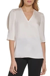Dkny Puff Sleeve Blouse In Eggnog