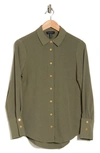 Ellen Tracy Airflow Long Sleeve Button-up Shirt In Light Olive