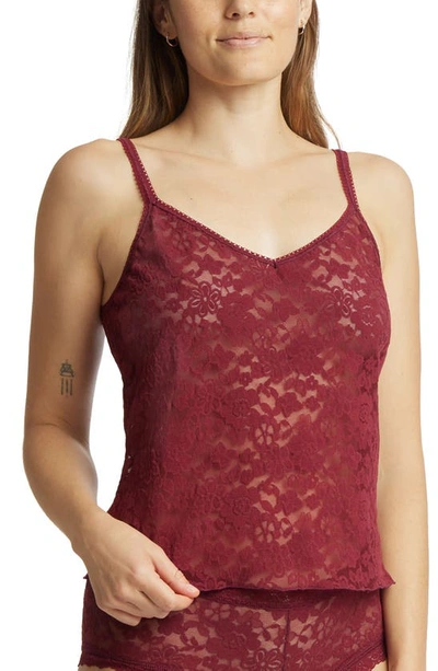 Hanky Panky Daily Lace Sheer Camisole In Lipstick Red