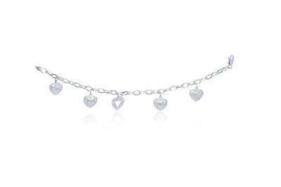 Diana M. 1.50 Carat Pave Heart Charm Bracelet In White