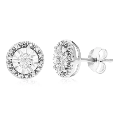 Vir Jewels 1/10 Cttw 22 Stones Round Lab Grown Diamond Studs Earrings .925 Sterling Silver Prong Set 1/3 Inch