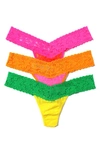 Hanky Panky Low Rise Lace Thong In Orange Multi
