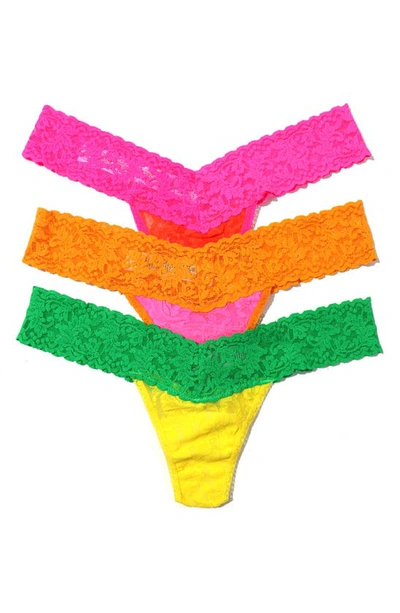 Hanky Panky Low Rise Lace Thong In Orange Multi
