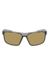 Nike Windstorm 65mm Mirrored Rectangular Sunglasses In Gray