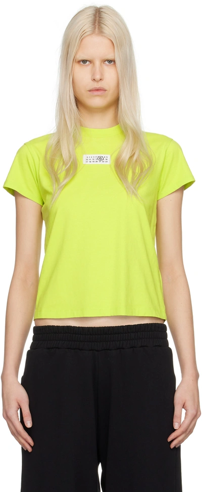 Mm6 Maison Margiela Green Cropped T-shirt In Neon_green