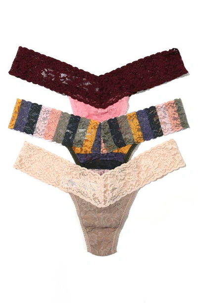 Hanky Panky Low Rise Lace Thongs In Multi