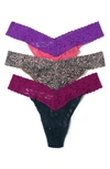 Hanky Panky Original Rise Stretch Lace Thong Panties In Purple Multi