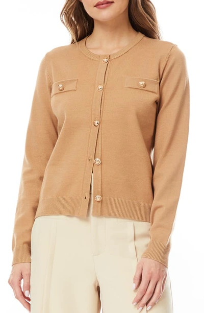 By Design Keira Chest Pocket Cardigan In Camel