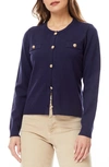 By Design Keira Chest Pocket Cardigan In Navy Blazer