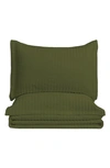 Woven & Weft Channel Stitch Quilt Set In Evergreen