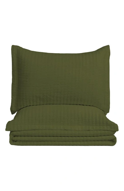 Woven & Weft Channel Stitch Quilt Set In Evergreen