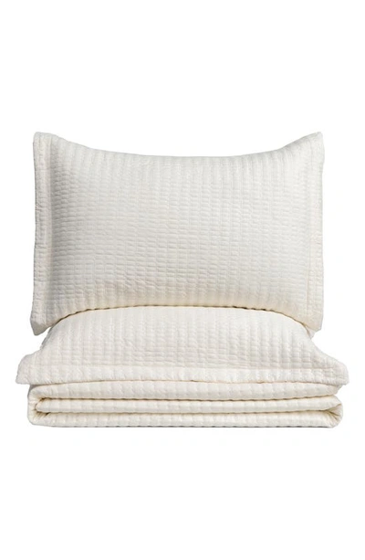 Woven & Weft Channel Stitch Quilt Set In Whisper White