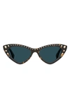 Moschino 53mm Cat Eye Sunglasses In Havana/ Blue Shaded