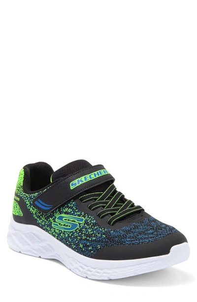 Skechers Kids' Microspec Ii Tromson Sneaker In Black/ Lime