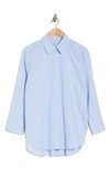 Calvin Klein Jeans Est.1978 Long Sleeve Stretch Poplin Button-up Shirt In Blue/ White Micro Stripe