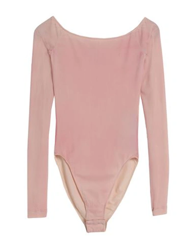 Mm6 Maison Margiela Woman Bodysuit Pink Size S Polyamide, Elastane