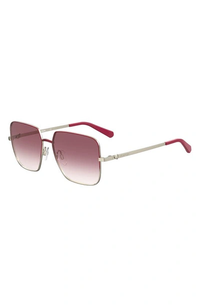 Moschino 56mm Square Sunglasses In Red/ Burgundy Shaded