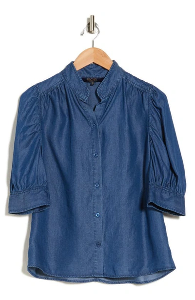 Rachel Rachel Roy Elbow Length Sleeve Boyfriend Button-up Shirt In Blue
