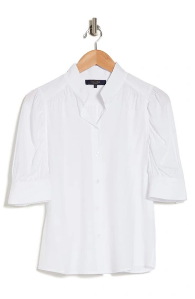 Rachel Rachel Roy Short Sleeve Boyfriend Button-up Shirt In White
