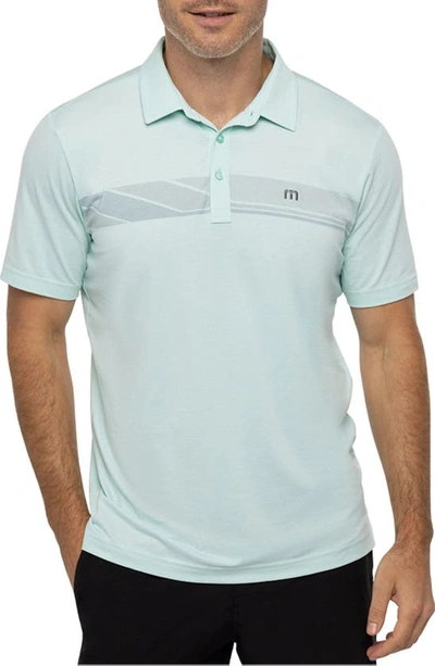 Travis Mathew Matter Of Opinion Stripe Stretch Polo In Heather Turquoise