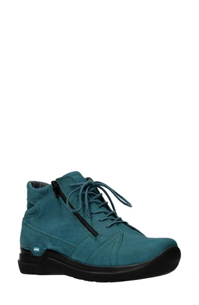 Wolky Why Water Resistant Trainer In Petrol Antique Nubuck