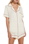 Eberjey Gisele Relaxed Jersey Knit Short Pajamas In Triple Heart/ Haute Red