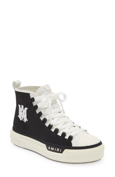 Amiri Court Logo High Top Platform Sneaker In Black White