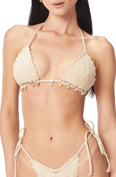 Capittana Trinidad Crochet Bikini Top In Gold
