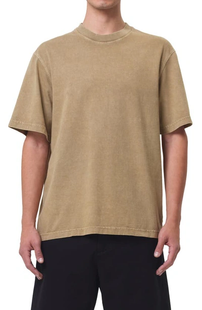 Agolde Asha Oversize Mock Neck T-shirt In Wheat