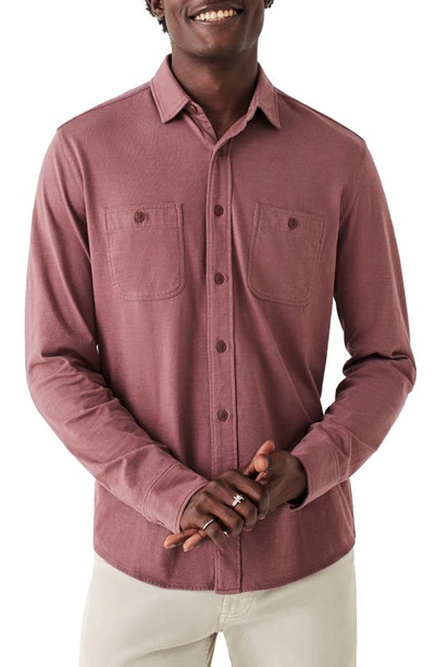 Faherty Knit Seasons Organic Cotton Button-up Shirt In Weathered Wine