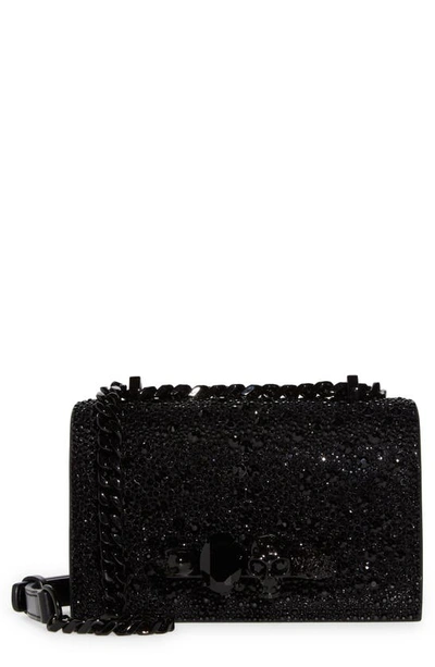 Alexander Mcqueen Mini Jeweled Crystal Embellished Leather Satchel In Black
