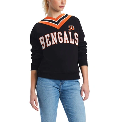 Tommy Hilfiger Black Cincinnati Bengals Heidi V-neck Pullover Sweatshirt
